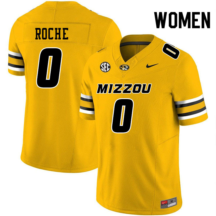 Women #0 Phillip Roche Missouri Tigers College Football Jerseys Stitched-Gold